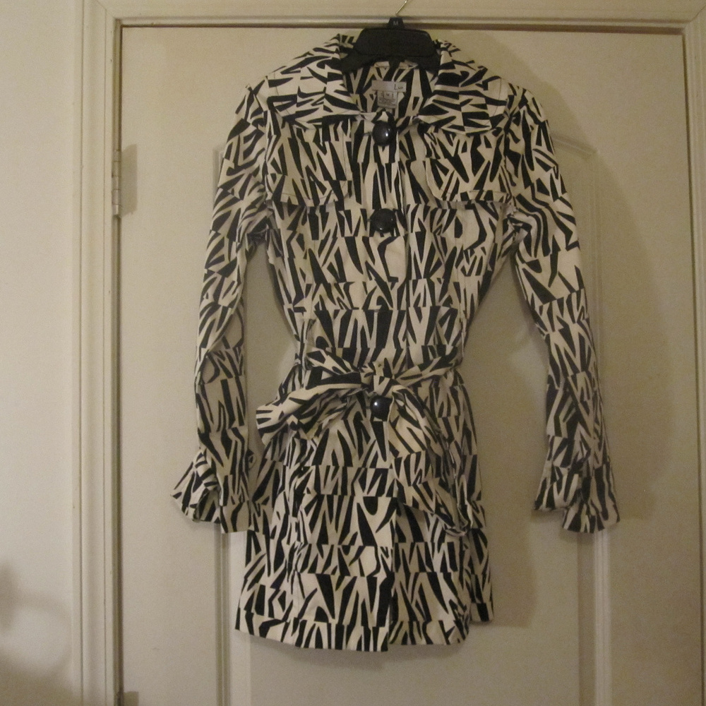 Luii Womens Black&White Short Trench Coat Sz.M